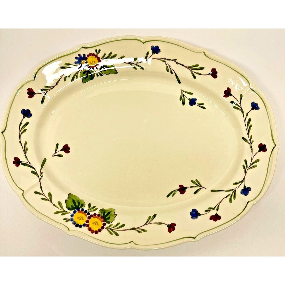 Vtg Metlox Poppytrail Quail Ridge 14" Oval Platter Hand Painted CA Pottery 879